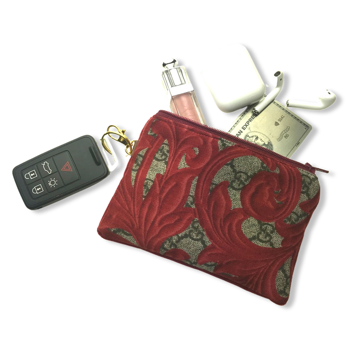 GG Logo Arabesque Red Vintage Silk Scarf Coffee Run Keychain Bag