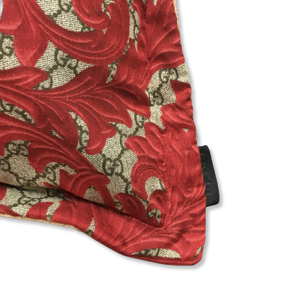 GG Logo Arabesque Red Vintage Silk Scarf Pillows 20"