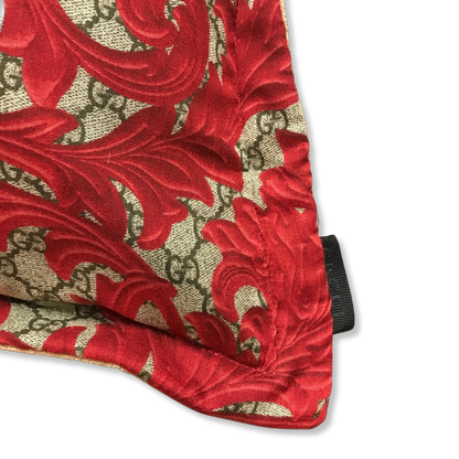 GG Logo Arabesque Red Vintage Silk Scarf Pillows 20"
