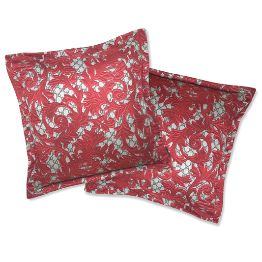 Vintage Gucci Pillow GG Logo Arabesque Red Vintage Silk Scarf Pillows 20" at Vintage Luxe Up