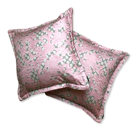 Vintage Gucci Pillow GG Logo Arabesque Pink Vintage Silk Scarf Pillows 20" at Vintage Luxe Up