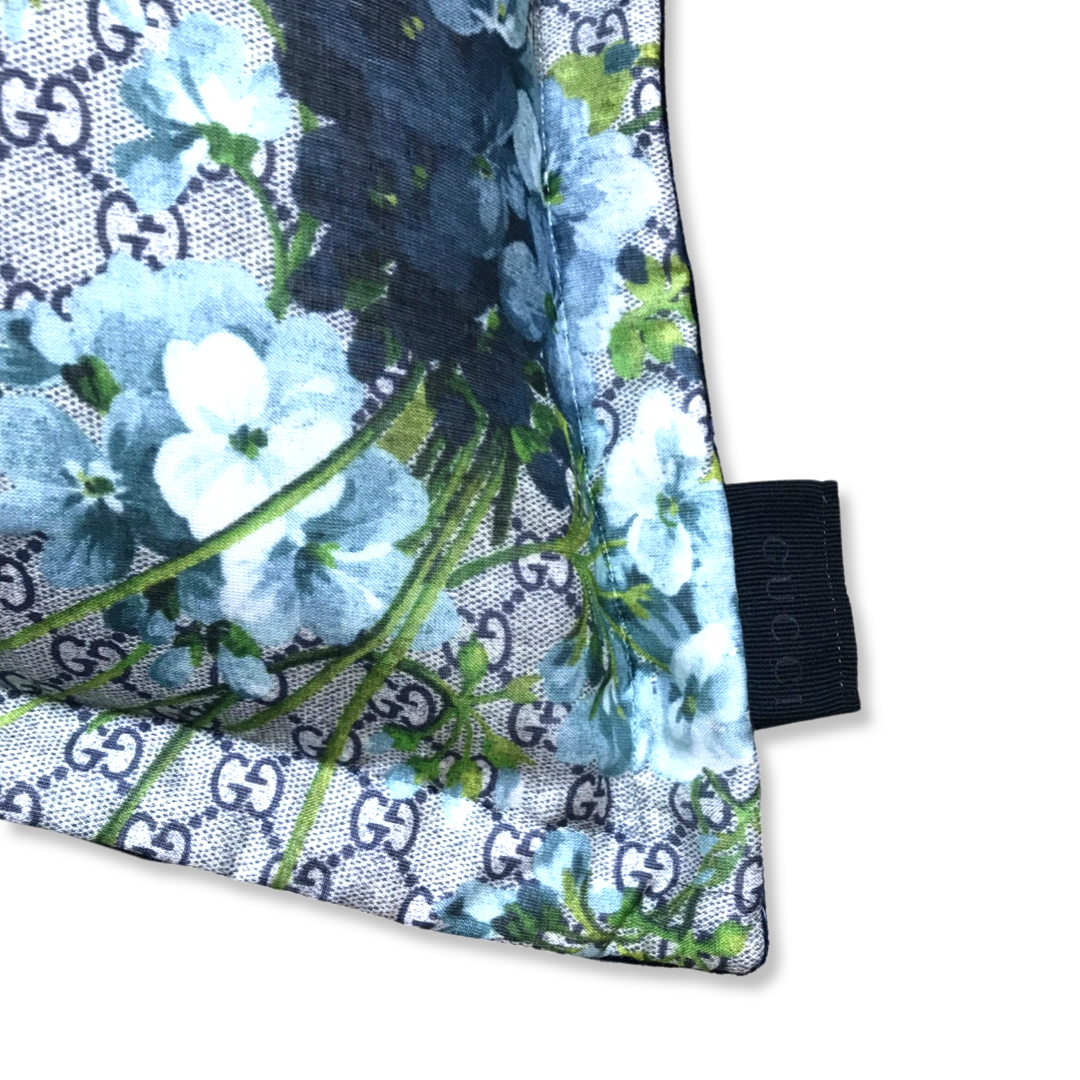 GG Logo Blooms Hydrangea Silk Scarf Lumbar Pillow