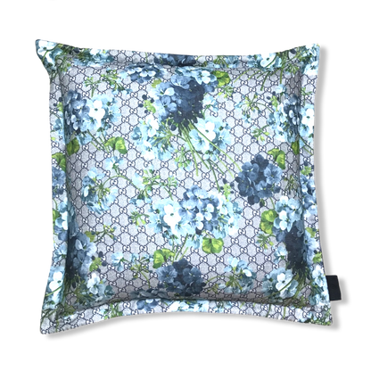 GG Logo Blooms Hydrangea Silk Scarf Pillows 20"
