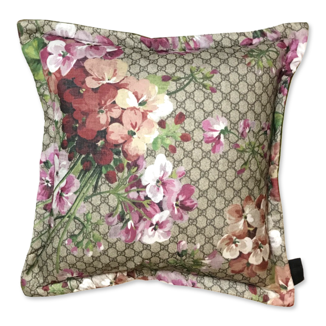 GG Logo Blooms Pink Hydrangea Silk Scarf Pillows