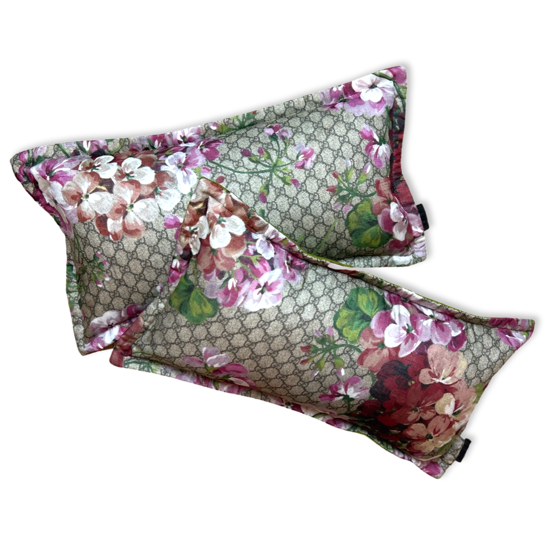 GG Logo Blooms Pink Hydrangea Vintage Silk Scarf Boudoir Pillow