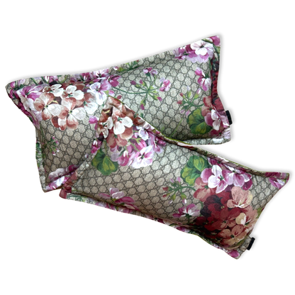 GG Logo Blooms Pink Hydrangea Vintage Silk Scarf Boudoir Pillow