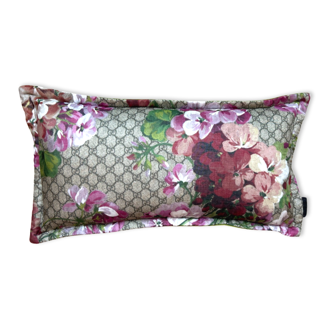 GG Logo Blooms Pink Hydrangea Vintage Silk Scarf Boudoir Pillow