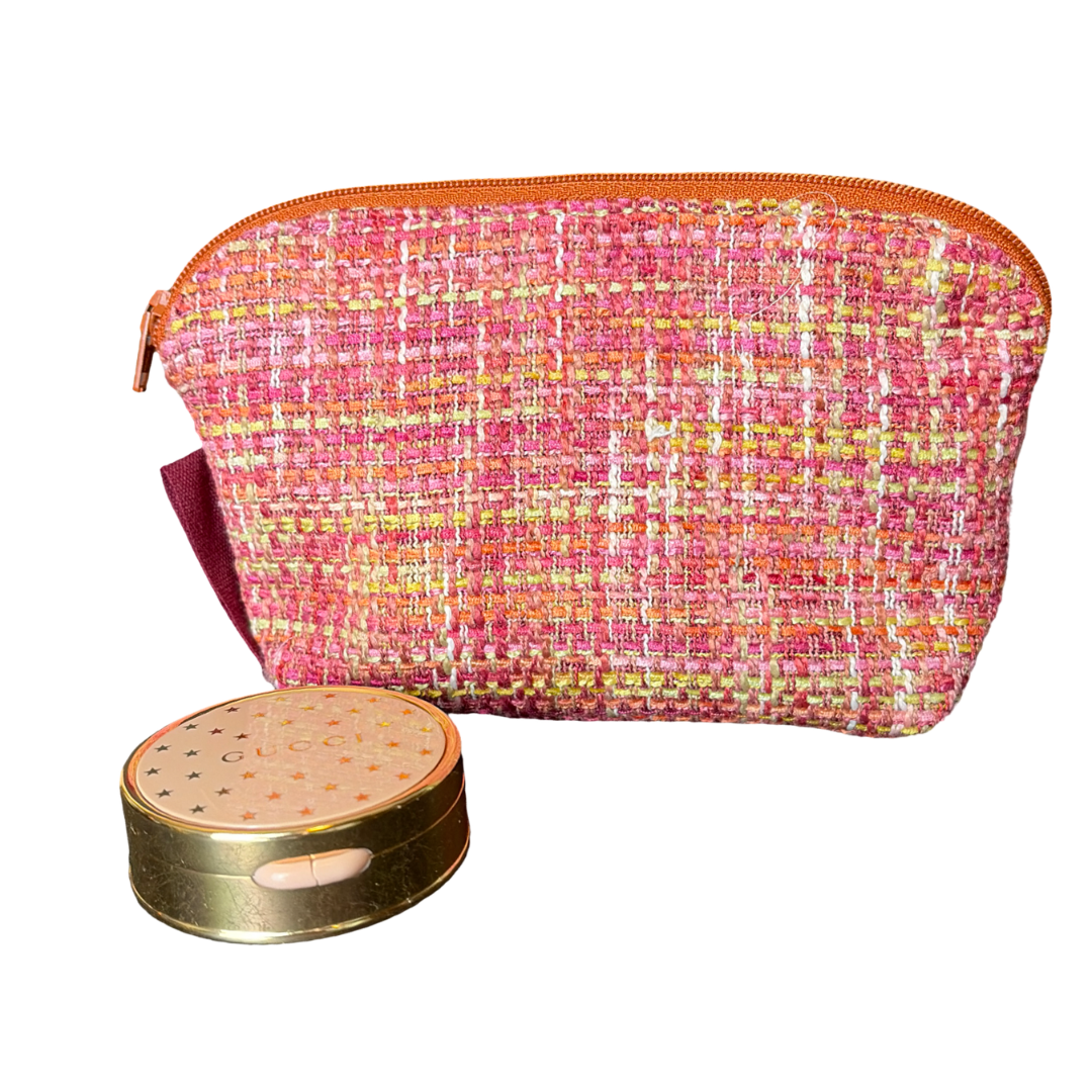 GG Horsebit Pink Vintage Silk Scarf Beauty Bag