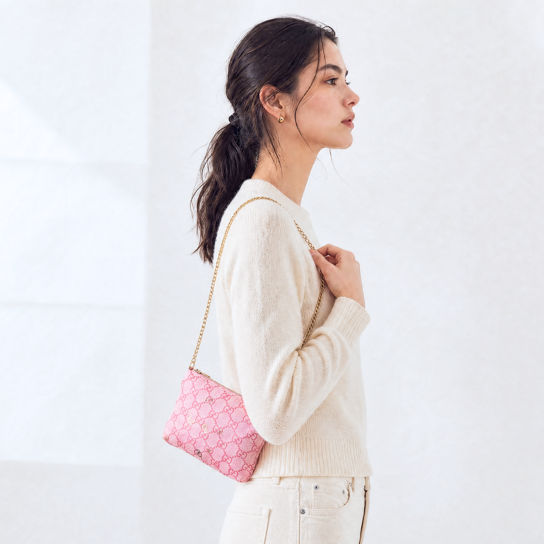 GG Horsebit Pink Vintage Scarf Crossbody Bag