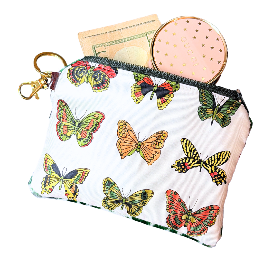 Gucci Farfalle Green Vintage Silk Scarf  Keychain Bag