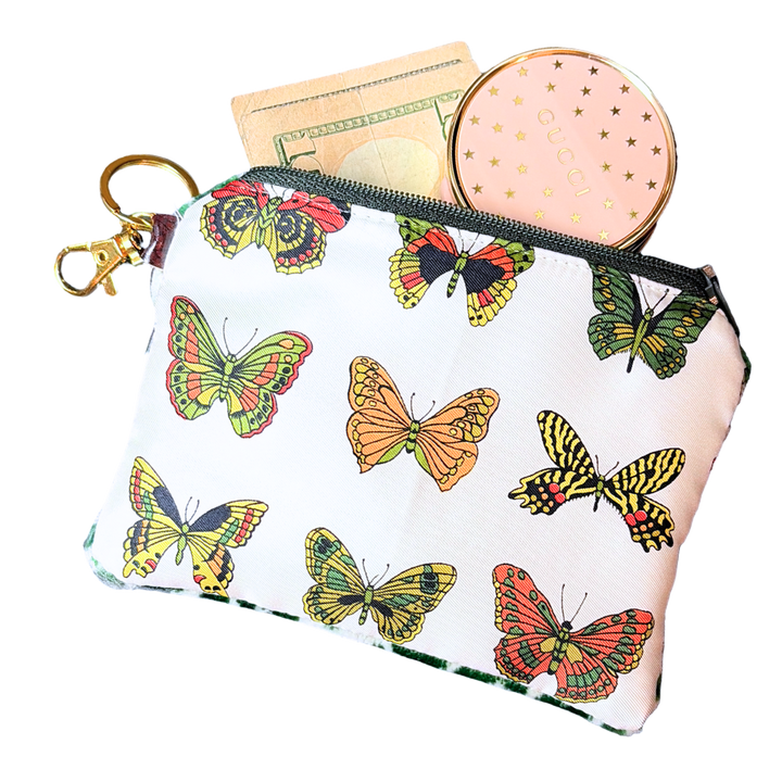 Gucci Farfalle Green Vintage Silk Scarf  Keychain Bag