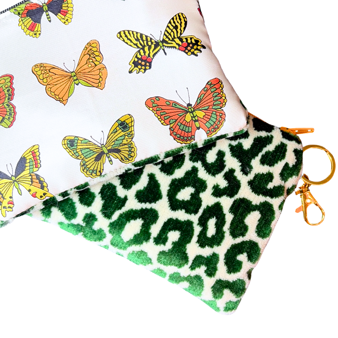 Gucci Farfalle Green Vintage Silk Scarf  Keychain Bag