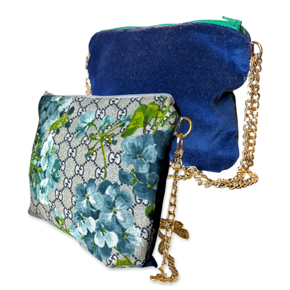 GG Logo Blooms Blue Vintage Scarf Crossbody Bag