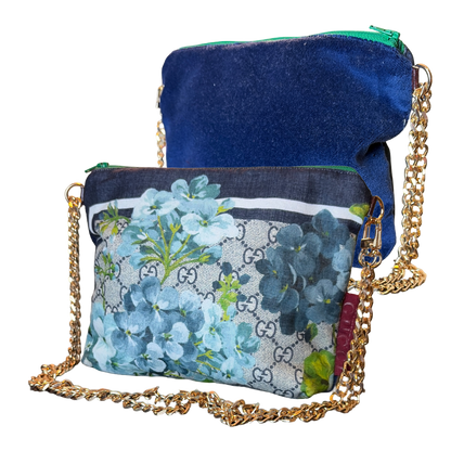 GG Logo Blooms Blue Vintage Scarf Crossbody Bag