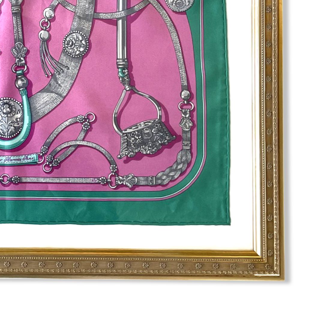 Gaucho par Hermès Framed Vintage Silk Scarf 20"