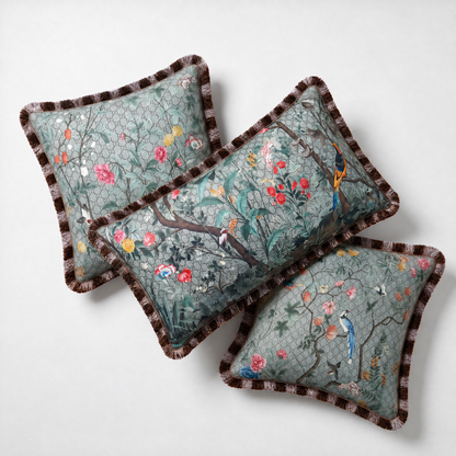 GG Tree of Life Tian Chinoiserie Vintage Silk Scarf Pillows