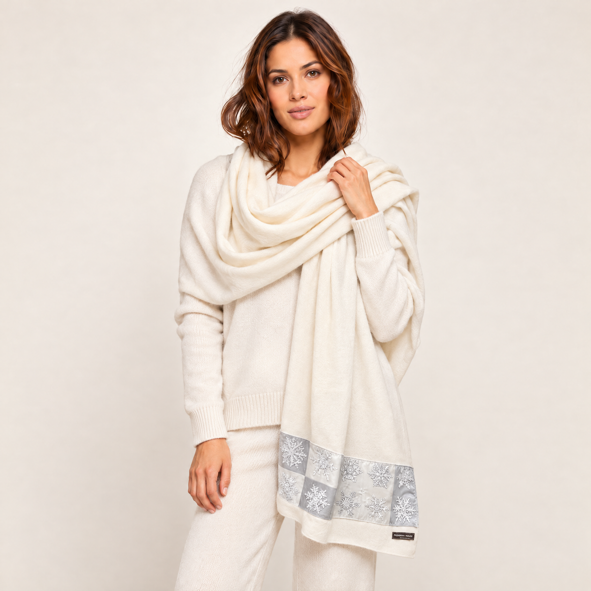 Feux de l'Hiver Vintage Silk Scarf & Cashmere Shawl