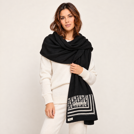 Dior Trotter Black Scarf | Cashmere Shawl