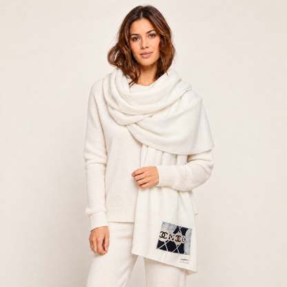 Chanel CC Camellia Silk Scarf & Cashmere Shawl at Vintage Luxe Up
