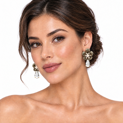 GG Bronze Vintage Silk Necktie Drop Earrings
