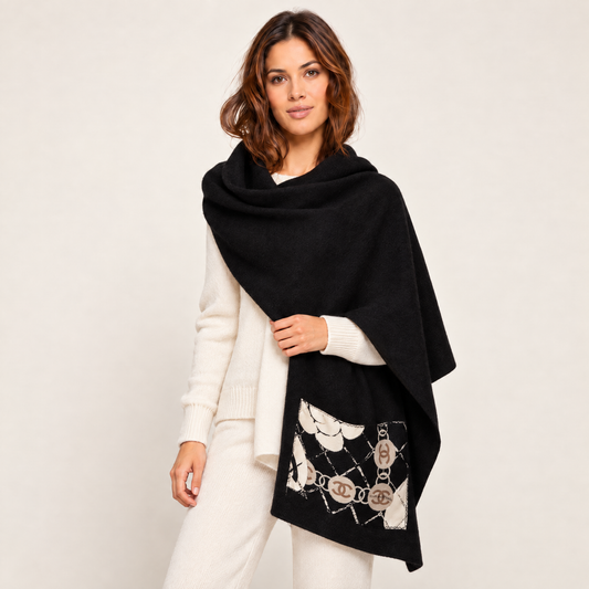 chanel cc logo scarf | cashmere shawl