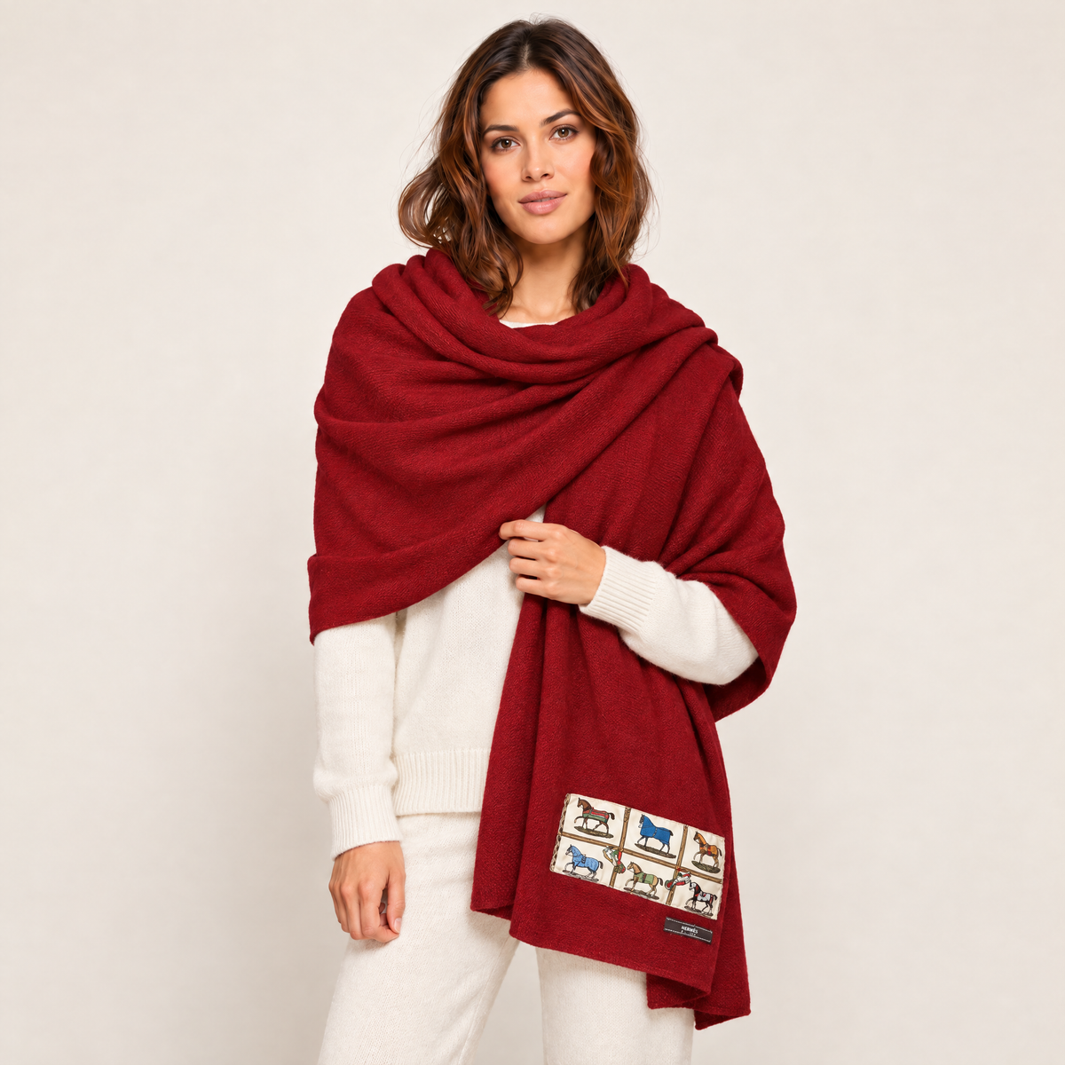 Hermes Petits Chevaux Silk Scarf & Cashmere Shawl at Vintage Luxe Up