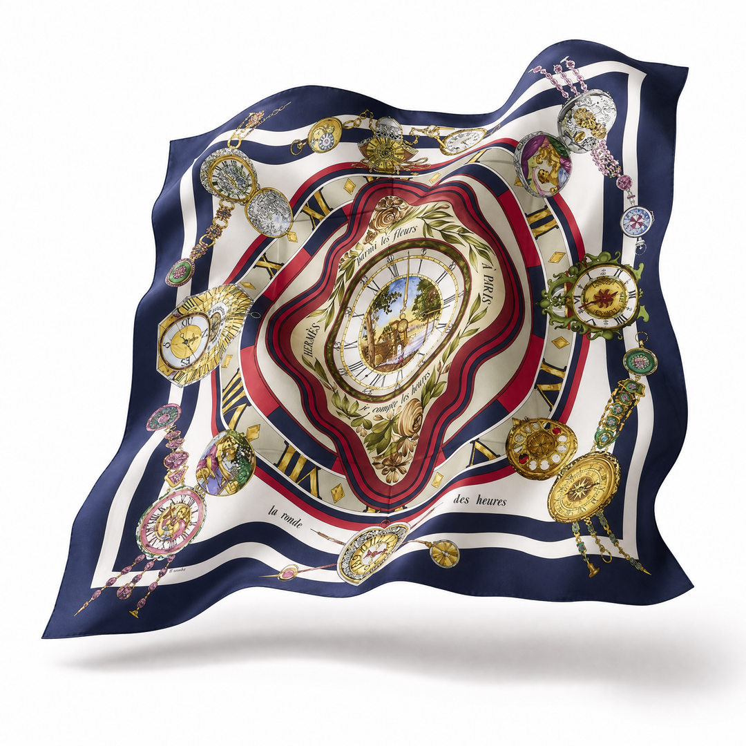 Hermes Parmi Les Fleurs Je Compte les Heures Scarf