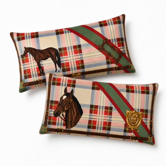 Ralph Lauren Tartan Equestrian Pillow
