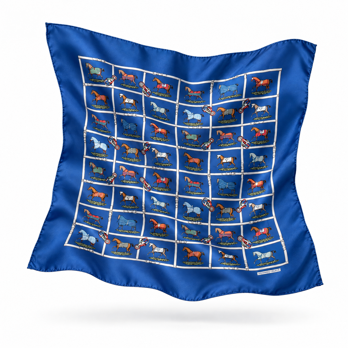 hermes petits chevaux blue scarf