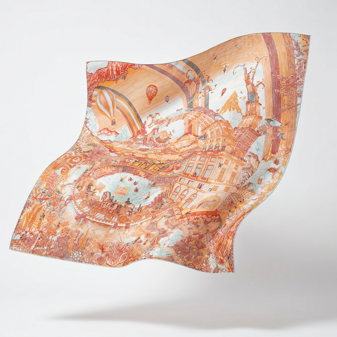 Folies du Faubourg Vintage Framed Silk Scarf 42"