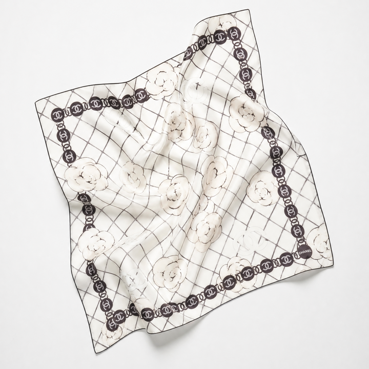 CC Camellia Gris Vintage Scarf Drawstring Crossbody Bag