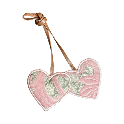 GG Arabesque Pink Scarf Double Heart Bag Charm