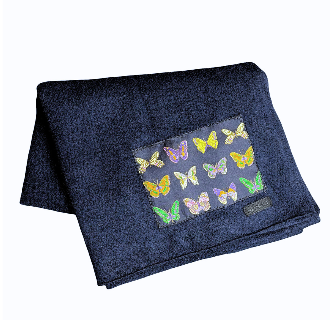 Gucci Butterfly Silk Scarf & Cashmere Shawl at Vintage Luxe Up
