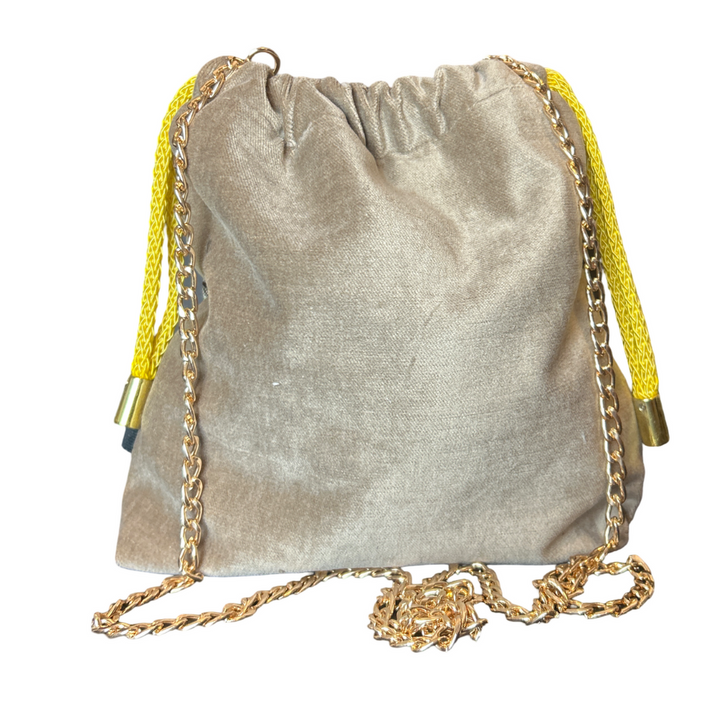 Floral Lattice Vintage Scarf Drawstring Crossbody Bag