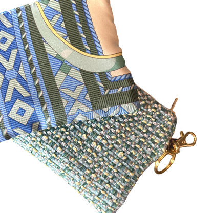 Fringe Harness Vintage Silk Scarf Coffee Run Keychain Bag