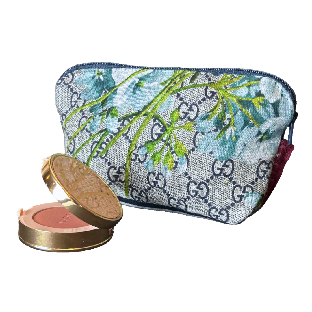 Gucci GG Blooms Blue Scarf Beauty Bag | Vintage Luxe Up