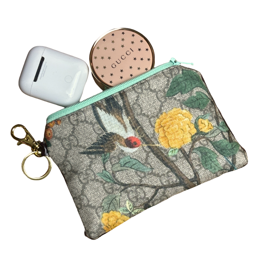 GG Chinoiserie Vintage Silk Scarf Coffee Run Keychain Bag