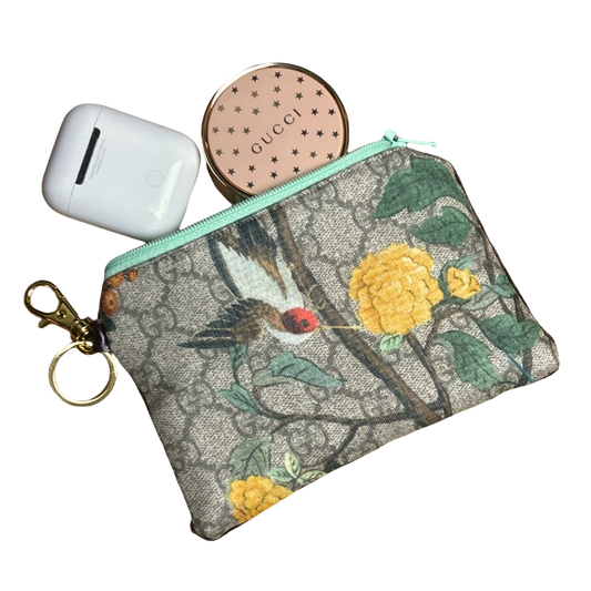 GG Chinoiserie Vintage Silk Scarf Coffee Run Keychain Bag