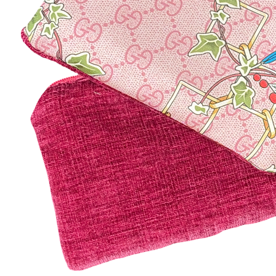 GG Floral Lattice Pink Vintage Silk Scarf Coffee Run Keychain Bag