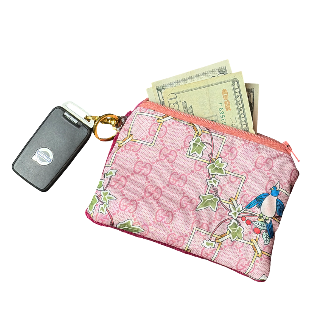 Gucci GG Lattice Floral Scarf | Gucci Keychain Bag exclusively at Vintage Luxe Up