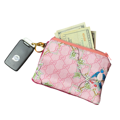 Gucci GG Lattice Floral Scarf | Gucci Keychain Bag exclusively at Vintage Luxe Up
