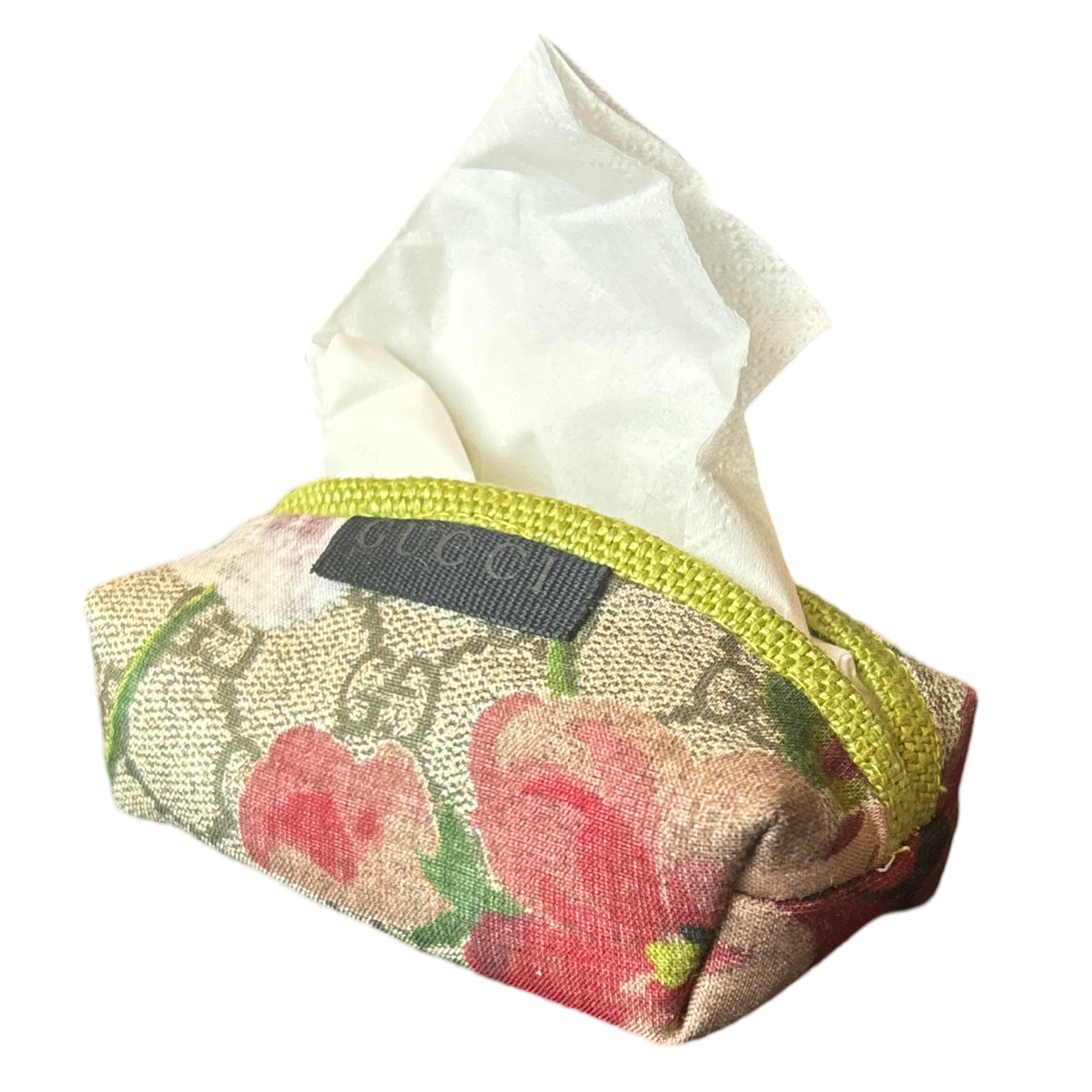 Gucci GG Logo Blooms Pink Scarf Travel Tissue Pouch