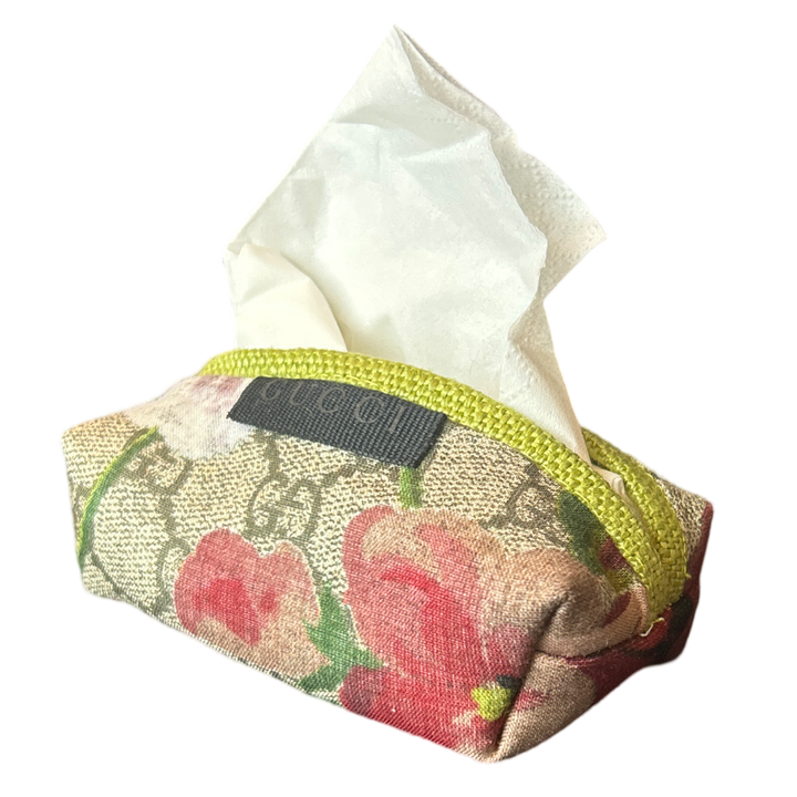 Gucci GG Logo Blooms Pink Scarf Travel Tissue Pouch