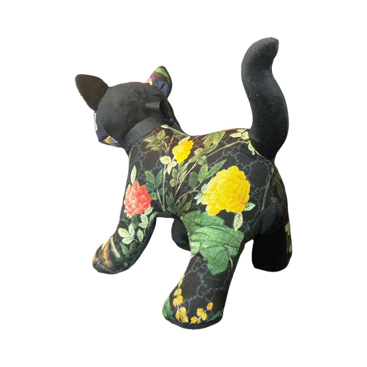 GG Chinoiserie Noir Vintage Silk Scarf Charming Kitten