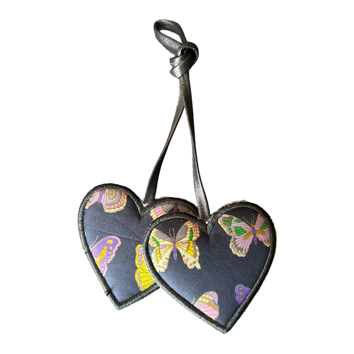 Farfalle Blue Scarf Double Heart Bag Charm