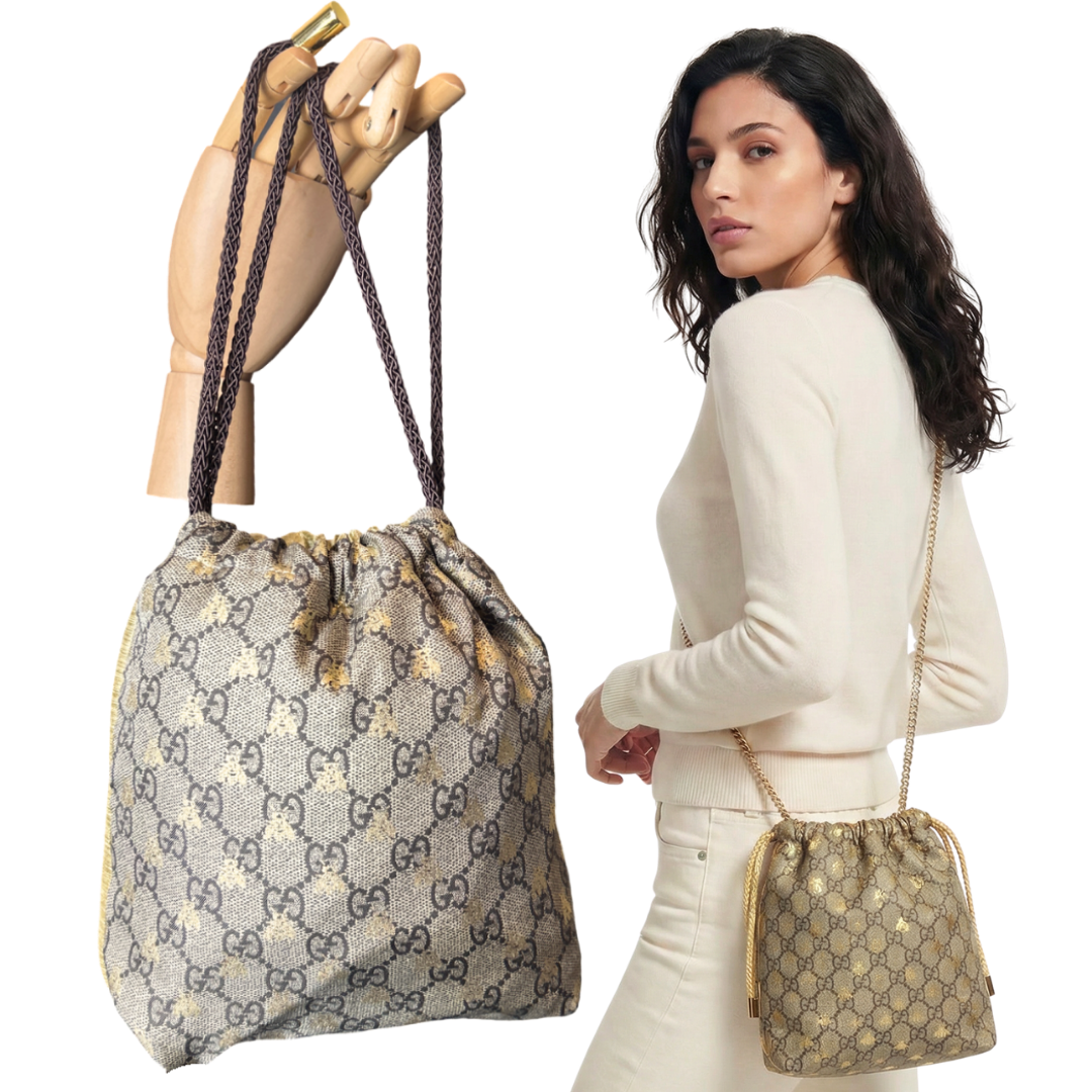 GUCCI GG LOGO BEES CROSSBODY BAG