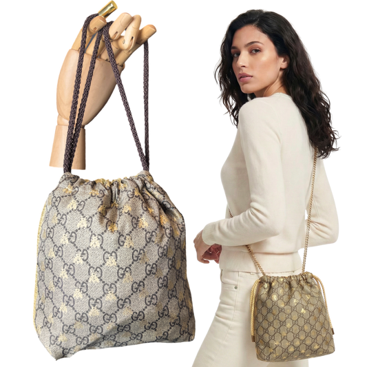 GUCCI GG LOGO BEES CROSSBODY BAG