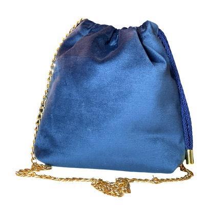 GG Blooms Blue Vintage Scarf Drawstring Crossbody Bag