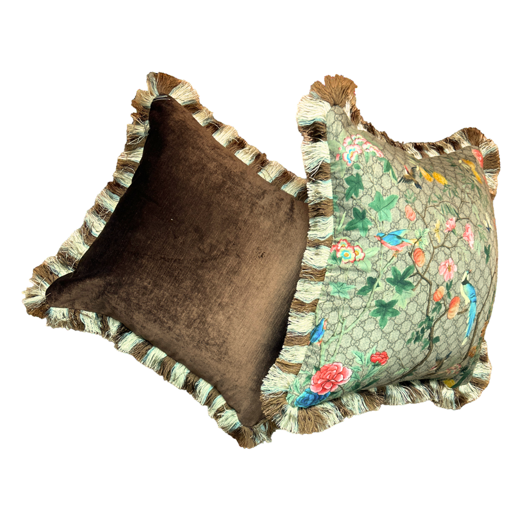 GUCCI Tree of Life Chinoiserie Silk Scarf Pillow
