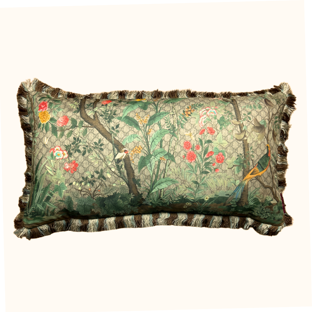 GUCCI Tree of Life Chinoiserie Silk Scarf Pillow